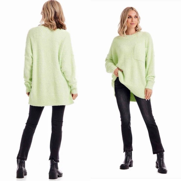 MUDPIE Rome Chenille Oversized Sweater in Lime One Size - Picture 1 of 6